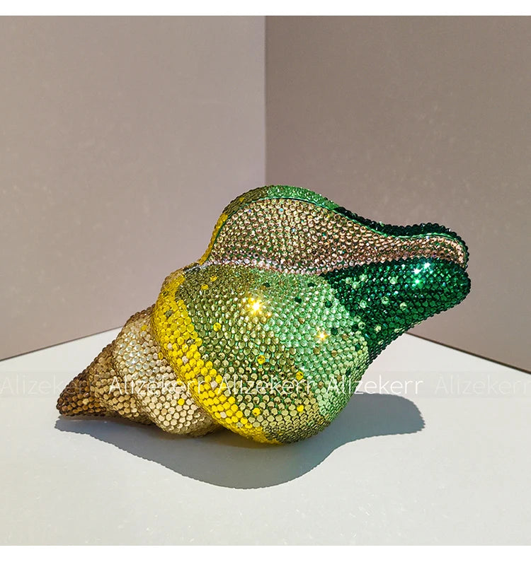 Glamorous Crystal Conch Shaped Rhinestone Evening Bag for Women
