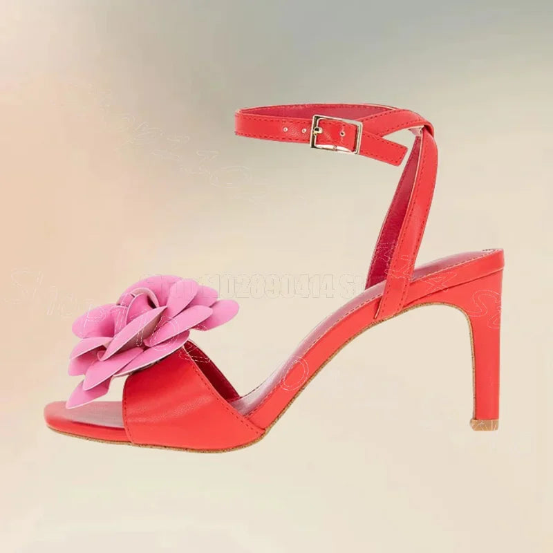 Buckle Strap Appliqué Design Open Toe Sandals for Women
