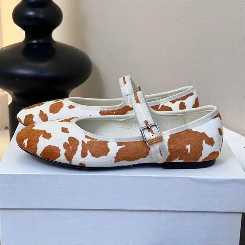 Elegant Buckle Strap Round Toe Mary Jane Flats For Women