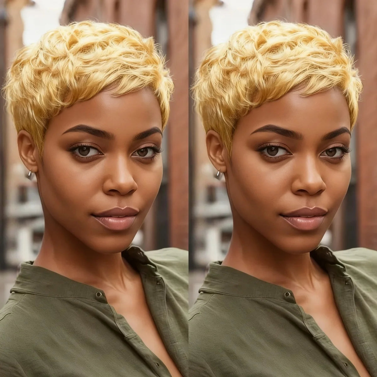 Short Pixie Cut  Human Hair Wig Full Machine-Made Remy Peruvian Hair for Everyday Natural Look Wig
