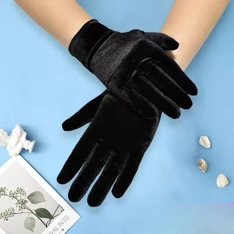 Stretch Velvet Wrist Length Gloves