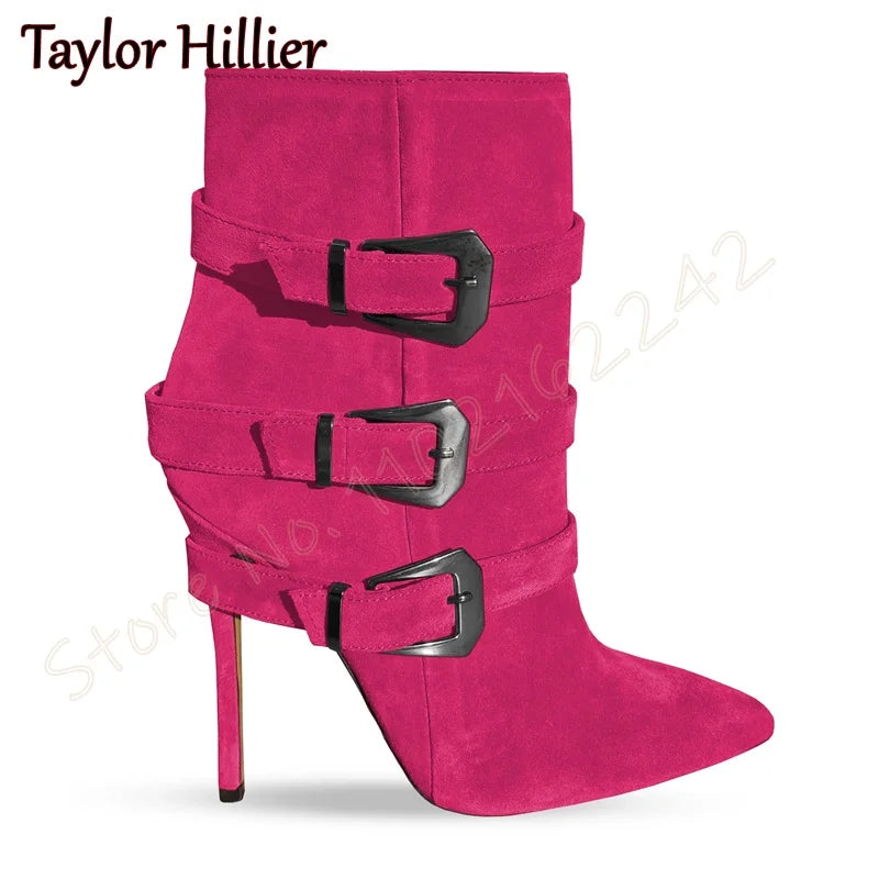 Suede Pointed Toe Stiletto Heel Ankle Boots for Women