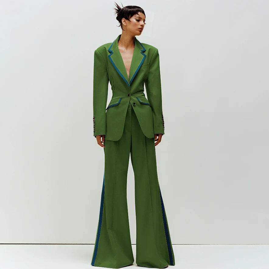 Tailored Notched Collar Two Piece Suit Set For Women