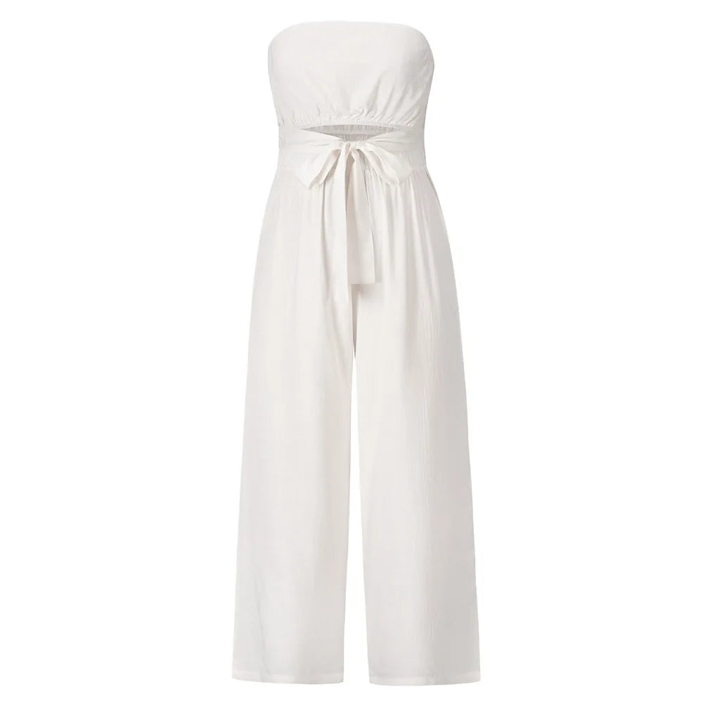 Casual Backless Slim Suspenders Straight Jumpsuit for Women