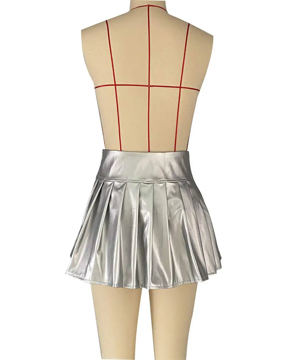 FAGADOER Reflective Silver Y2k Mini Pleated Skirt Party Club Outfits for Women Sexy A-line High Waisted Ball Gown Short Skirts