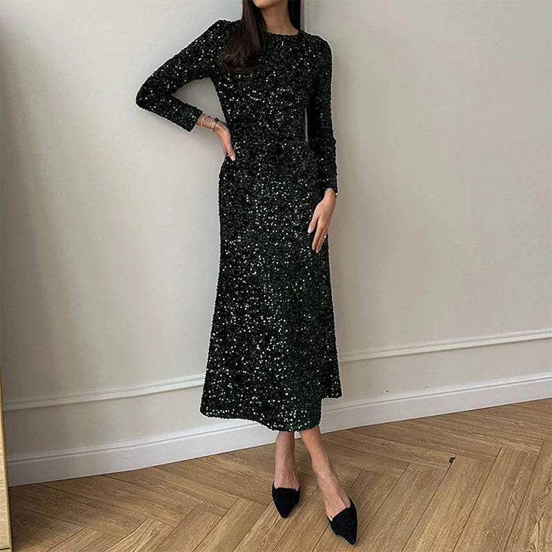 Velvet Sequin Maxi Dress