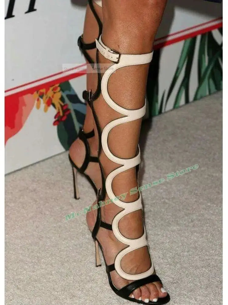 Open Toe Stiletto Sandals With Adjustable Buckle Straps For Women