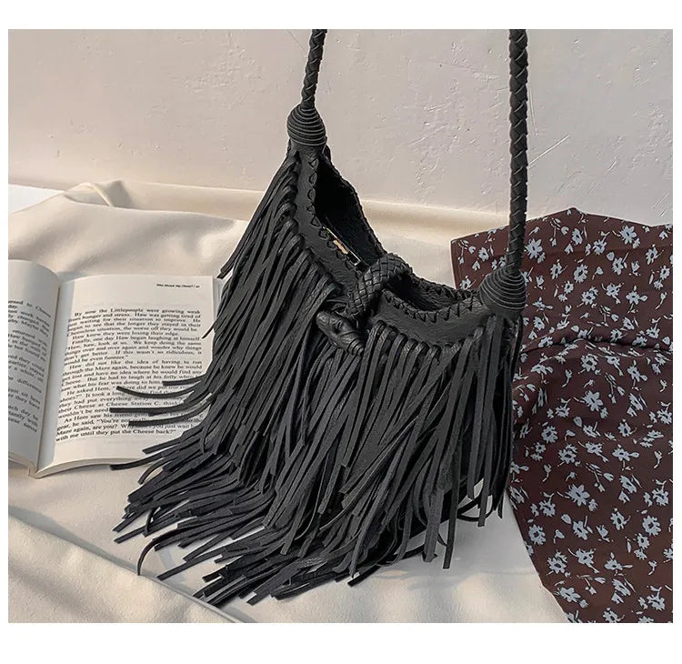 Double-Sided Tassel Design Crossbody Bag for Women