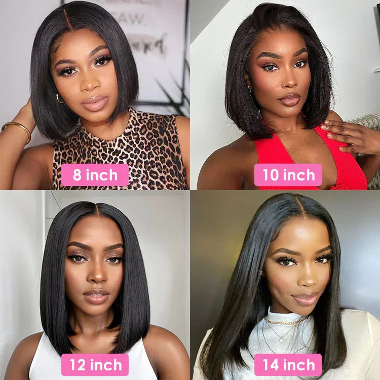 Short Bone Straight Malaysian Human Hair Bob Wig for Women