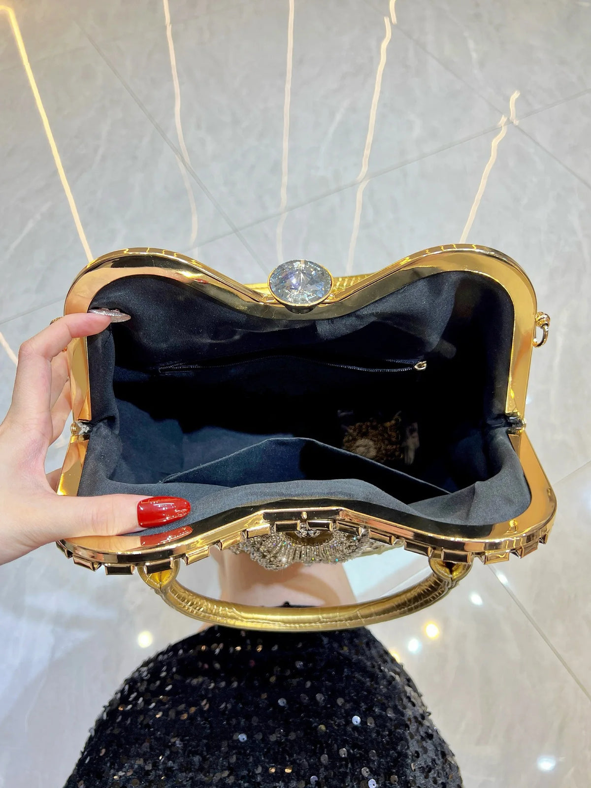 New Women's Dinner Bag with Diamonds Shiny Dinner Party Handbag Luxury Brand Diamond-encrusted Fashionable Women's Shoulder Bag