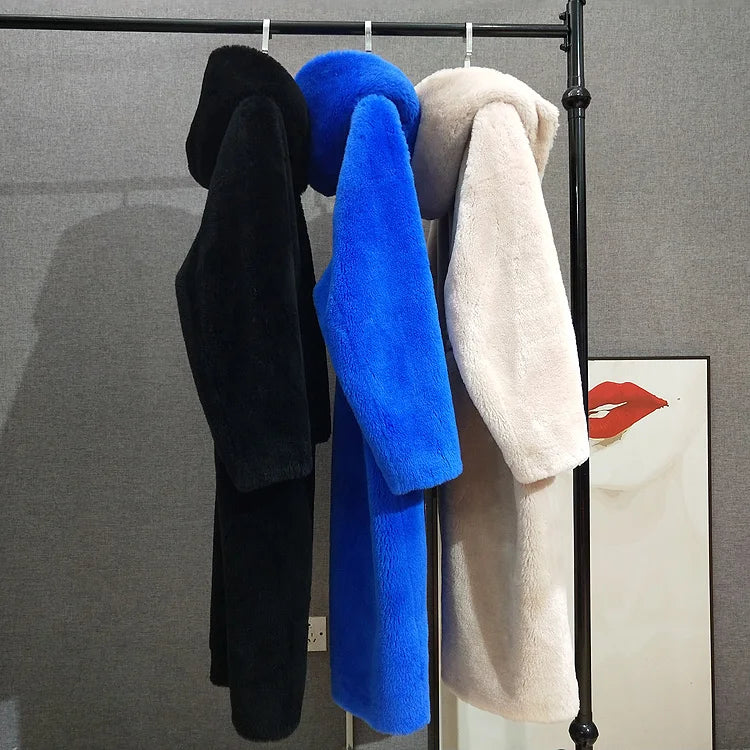 Long Real Fur Hooded Parka Coat