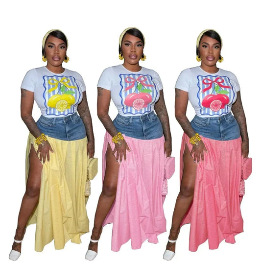 2 Piece Women Set Dashiki African Clothes Summer Autumn New Fashion Short Sleeve Top And Skirt Suit Party Lady Matching Sets