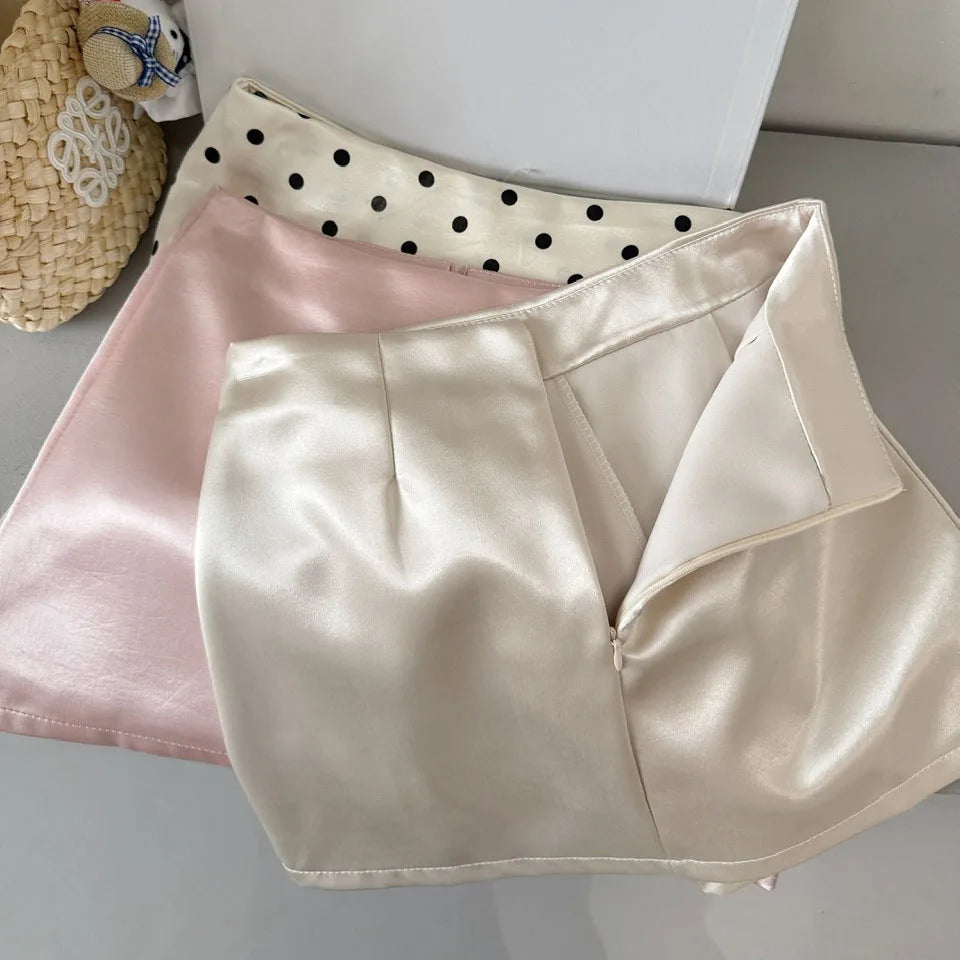 Vintage Polka Dot High Waisted Mini Skirt for Women
