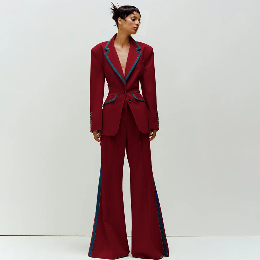 Tailored Notched Collar Two Piece Suit Set For Women