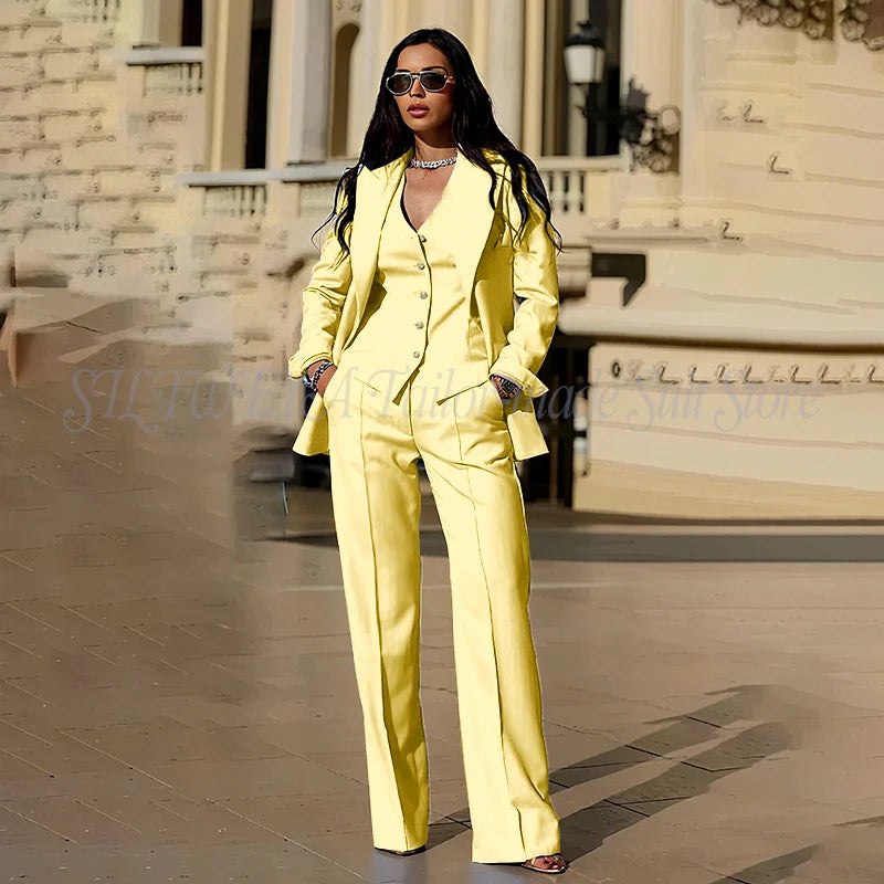 Sophisticated Slim Fit Three Piece Blazer Set For Women