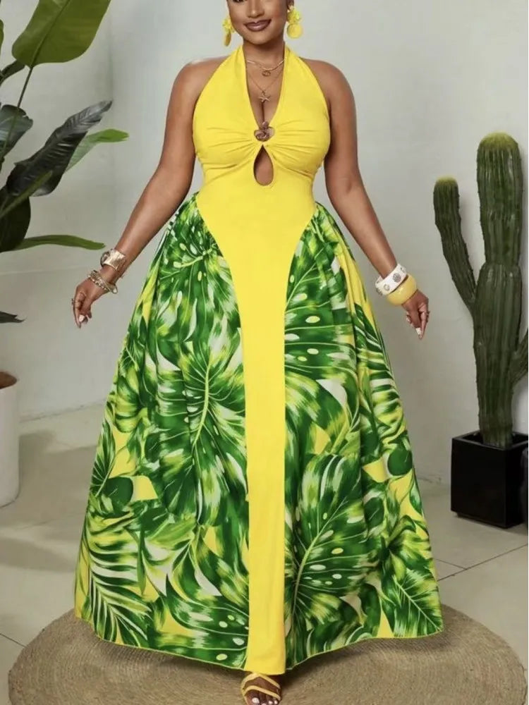 Elegant Sleeveless African Dashiki Maxi Dress for Women