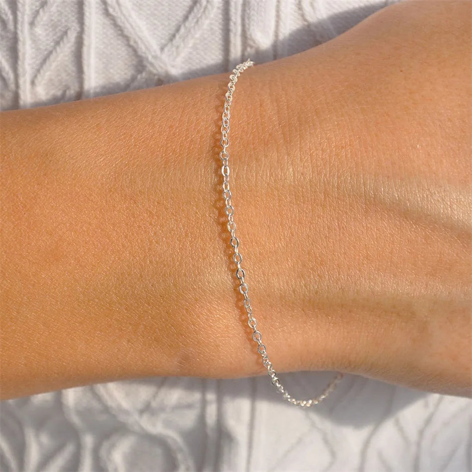 Gold Tone Stainless Steel Figaro Chain Bracelet for Women