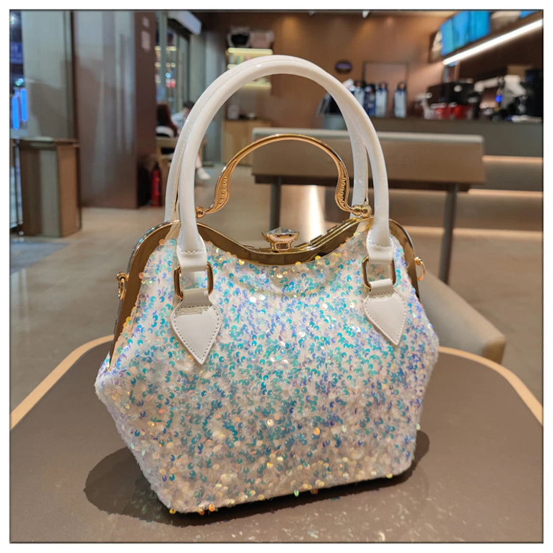 Crystal Sequin One Shoulder Crossbody Handbag for Women