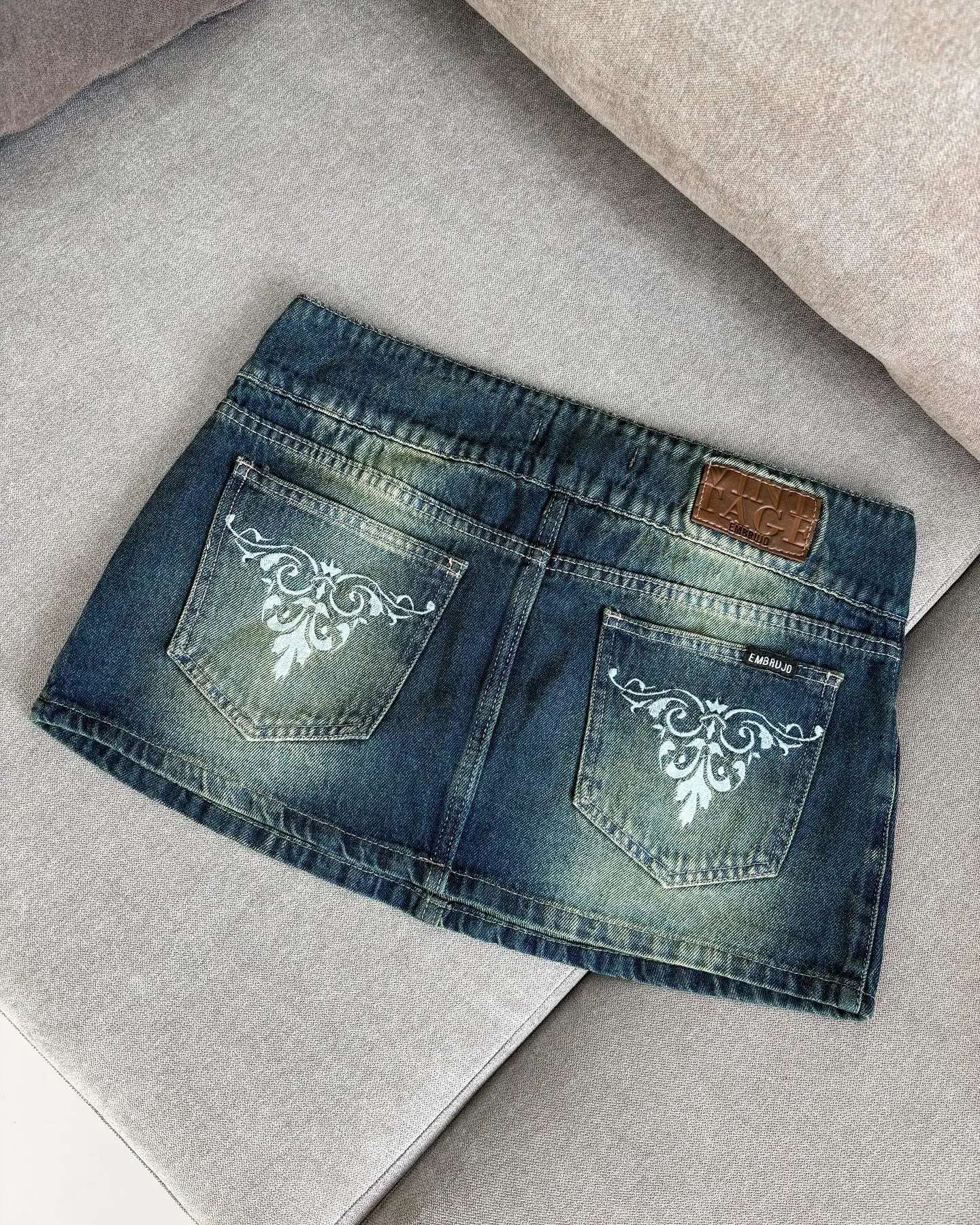 Solid Blue Denim Mini Skirt