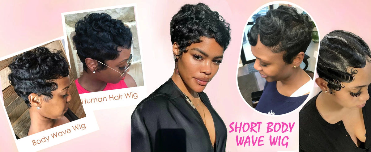 Short Finger Wave Premium Remy Human Hair Wig for Women