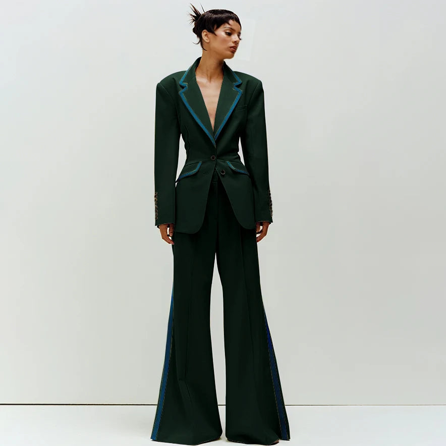 Tailored Notched Collar Two Piece Suit Set For Women