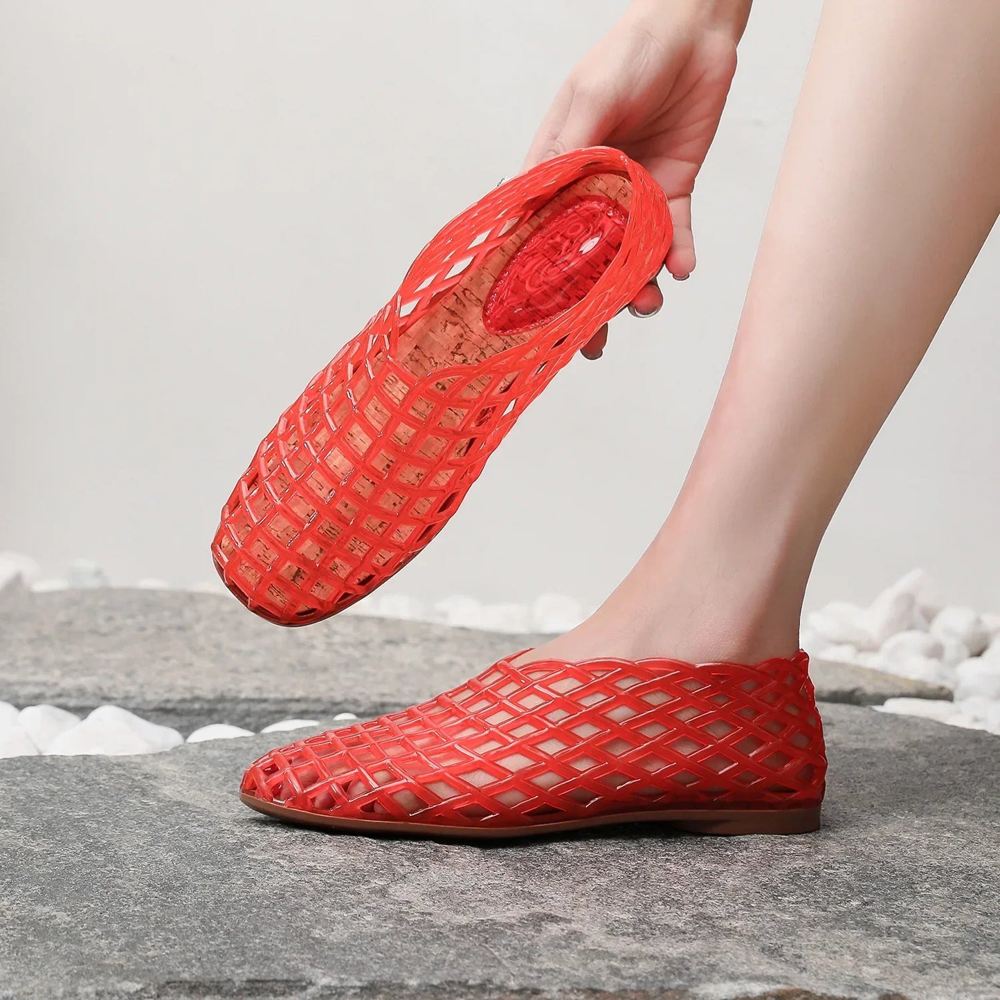 Lightweight Breathable Hollow Out Jelly Slides For Women