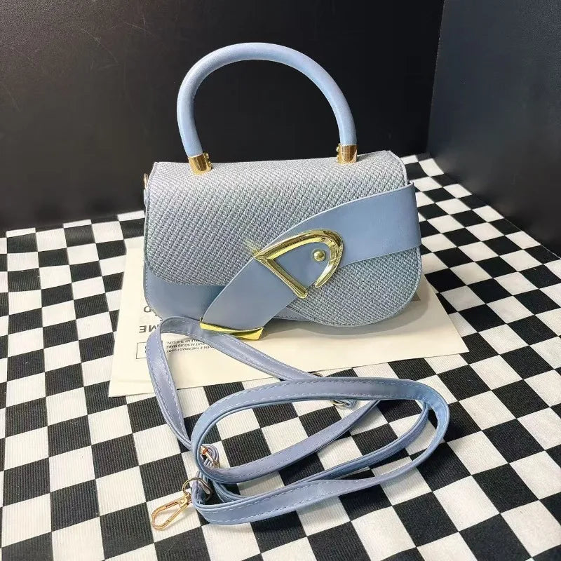 Women's Elegant Minimalist Shoulder Bag Golden-Tone Hardware Adjustable Strap Formal Purse Durable Handbag Fashionable Tote