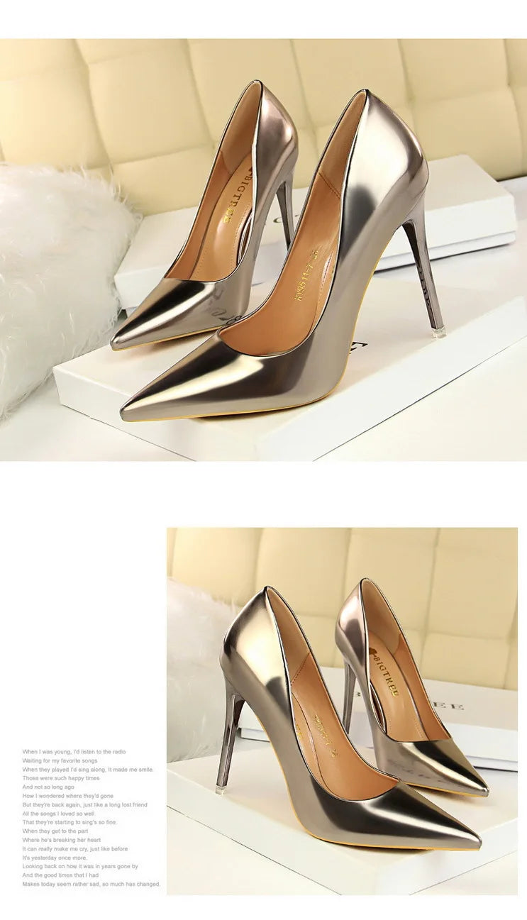 Classic Patent Leather Stiletto High Heel Pumps for Women