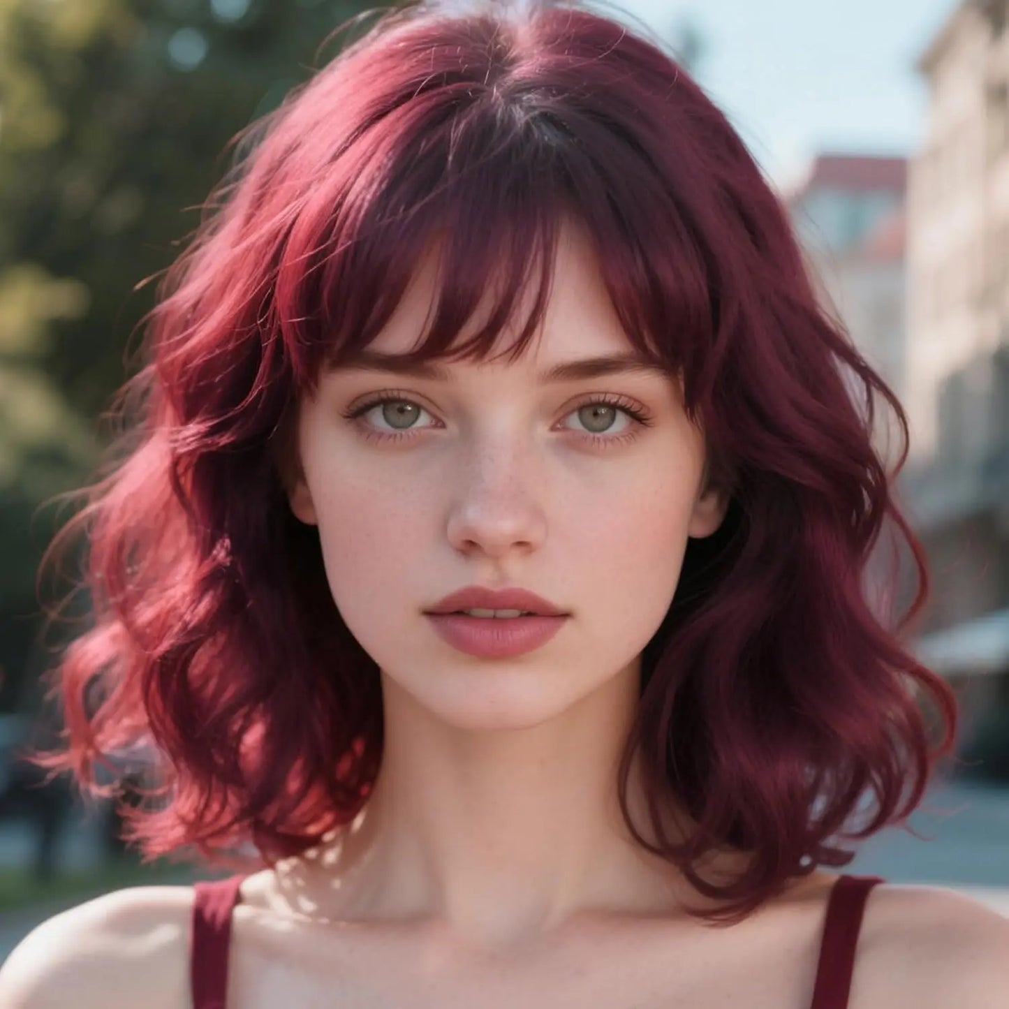 Natural Brown Synthetic Curly Wavy Bangs Bob Wig for Women