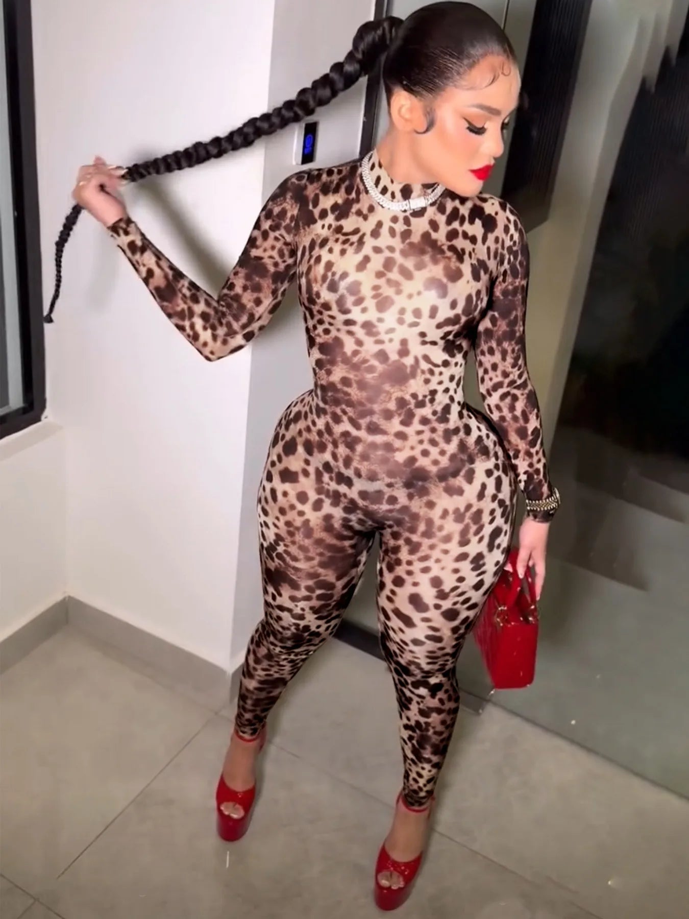 FAGADOER Y2K Sexy Leopard Print Bodycon Jumpsuits Women Spring New Skinny One Piece Rompers Midnight Streetwear Workout Overalls