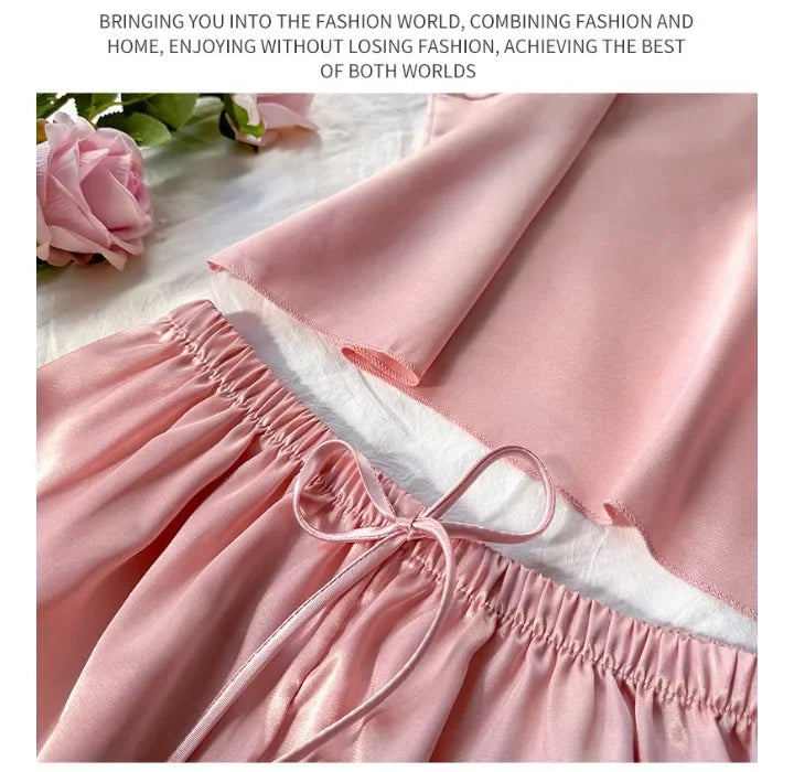 Two Piece Sets Womens Outifits Sexy Backless Camisole Shorts Thin Home Wear Fashion and Simple Pajamas Suit Y2k Summer 2024 New