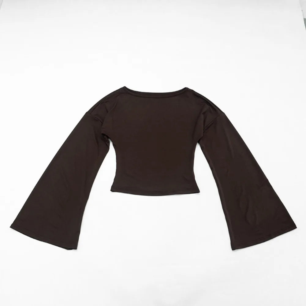Slash Neck Two Piece Crop Top And Capri Pants Set for Women