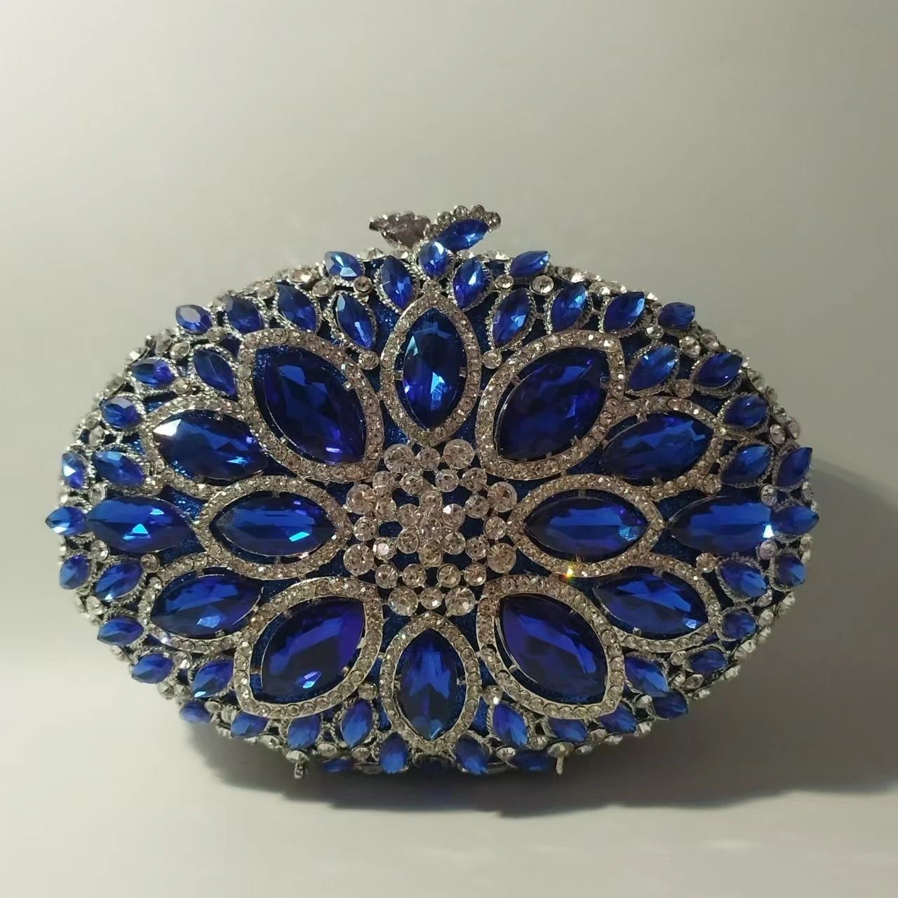 XIYUAN Oval Shaped Crystals Evening Clutch Bags Women Boutique Diamond Clutch Purses And Handbags Bridal Wedding Gem Phone Purse