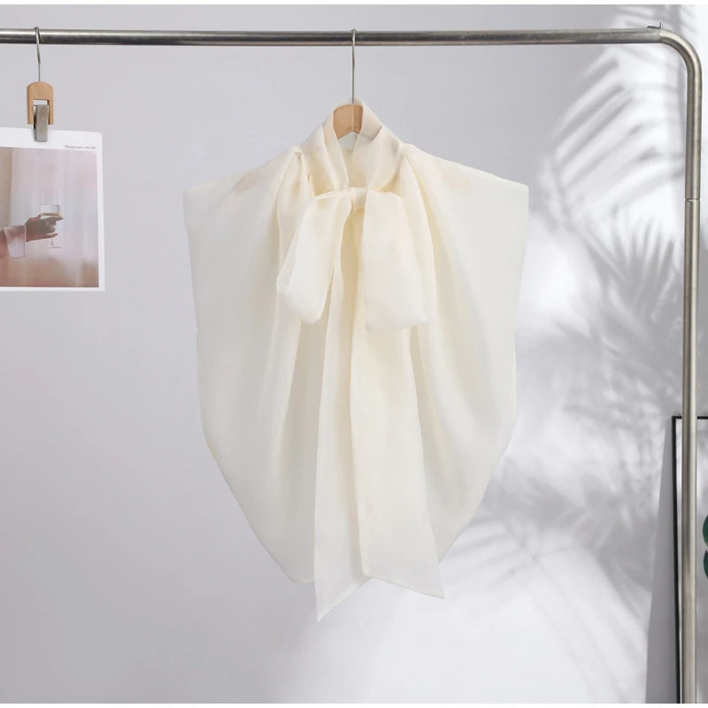 Elegant Loose Organza Blouse With Bow Detail For Women