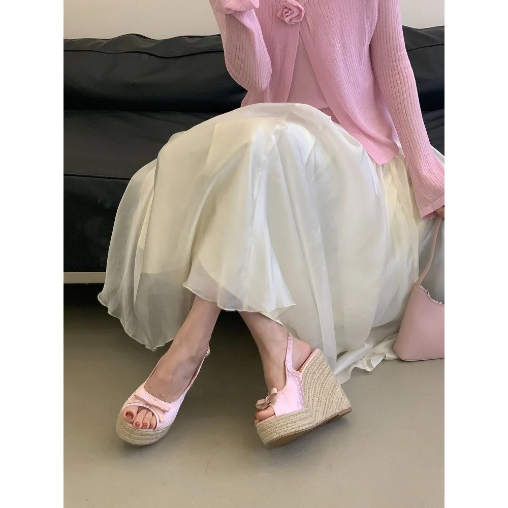Casual Summer Woven Grass High Wedge Sandals for Women