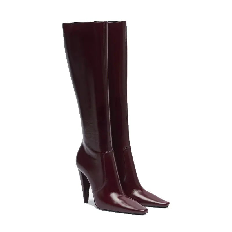 Pointed Toe Knee High Stiletto Heeled Boots for Women