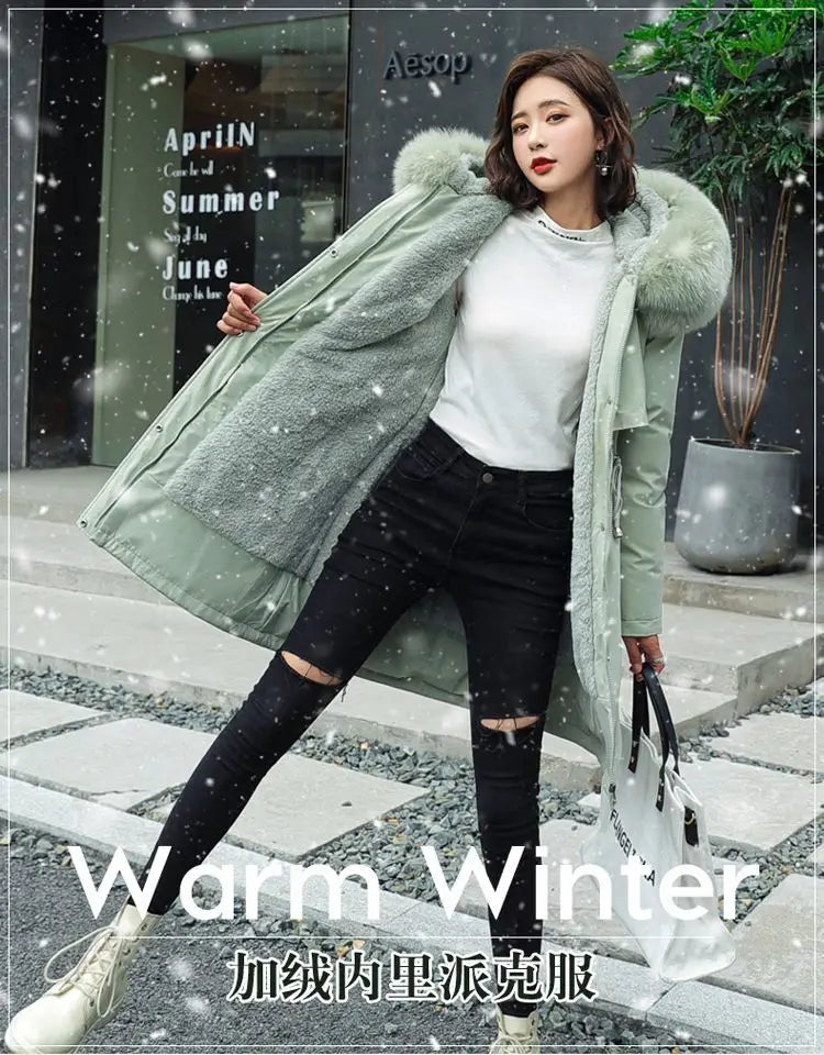 2025 New Parkas Women's Long Coat Winter Jacket Overcoming Plush Cotton Jacket