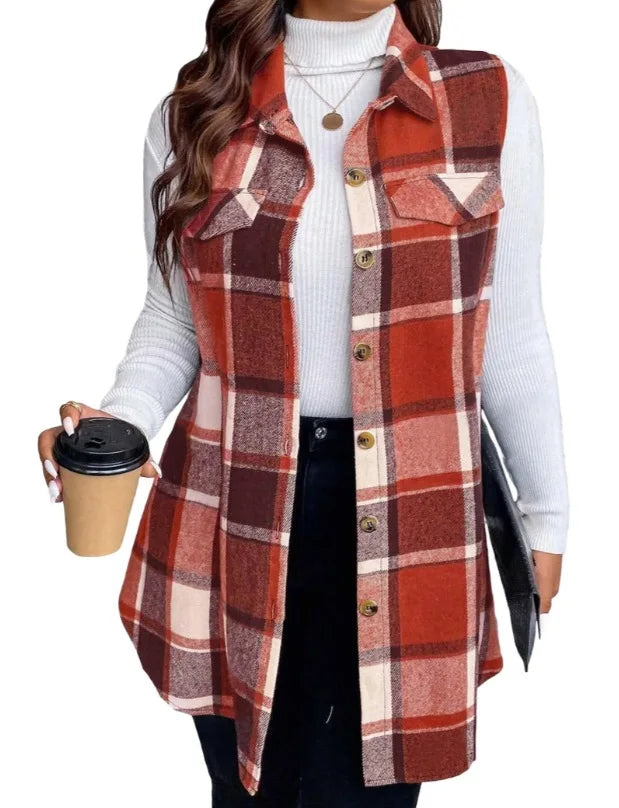 Plaid Sleeveless Shirt