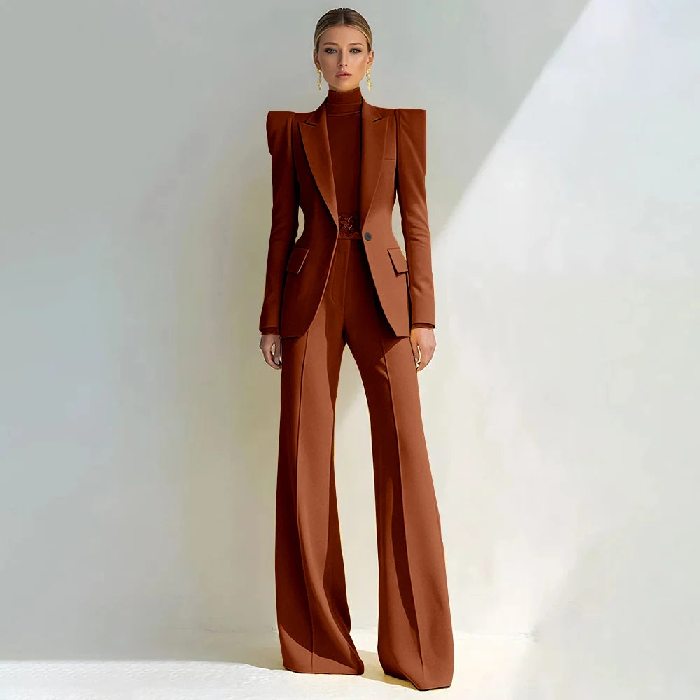 Stylish Double Breasted Two Piece Pantsuit for Women
