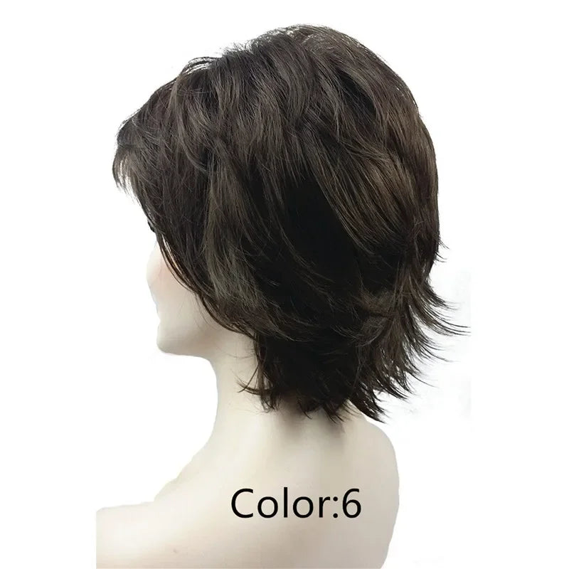 Fluffy Short Straight Layered Blonde Synthetic Wig For Women