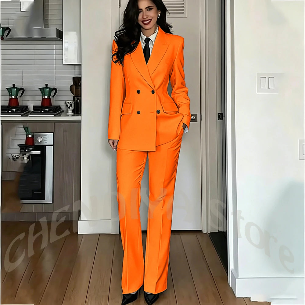 Modern Lady Pure White Suit Double Breasted Peak Lapel Casual Chic Women Suit Formal Dinner Party Business Office Outfit Costume
