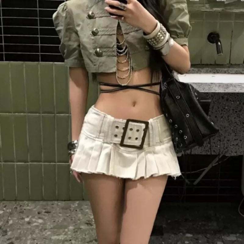 ANJY Summer New Women American Style Vintage Fashion Slim Fit Denim Short Jacket Stand Collar Puff Sleeve Washed Ins Coat A24293