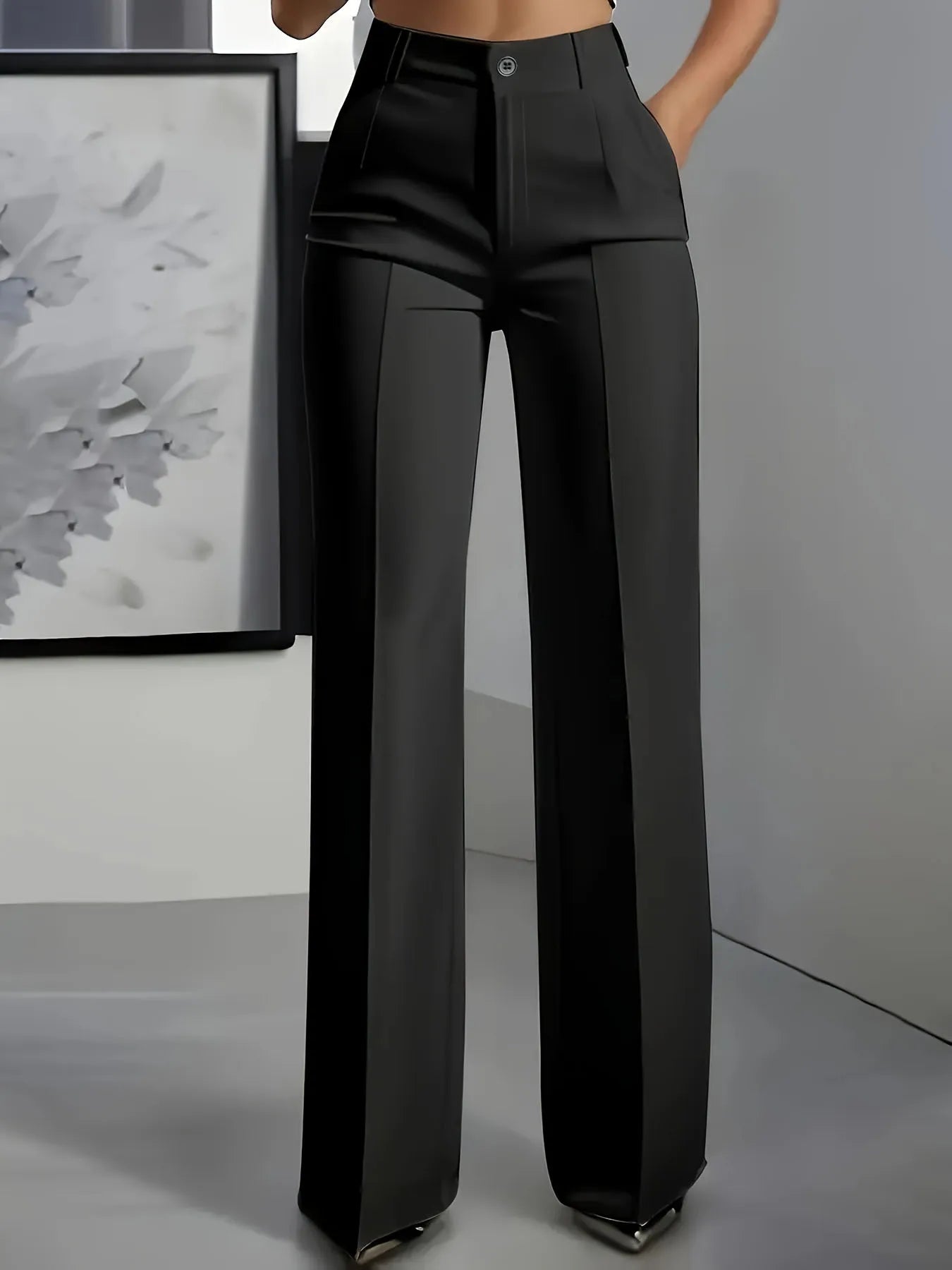 2026 New Women's High-Waist Drapey Straight-Leg Suit Pants Simple Elegant Long Trousers for Ladies