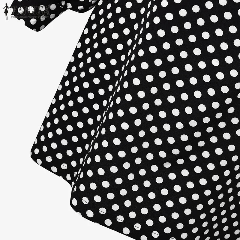 ZANZEA Bohemian Printed Vestidos 2024 Women Turtleneck Dresses Casual Zipper Mini Sundress Fashion Lantern Long Sleeve Robe