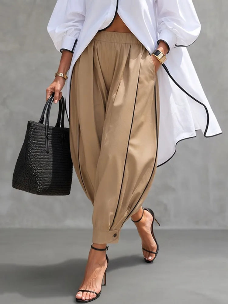High Waist Tapered Harem Pants With Pockets for Women