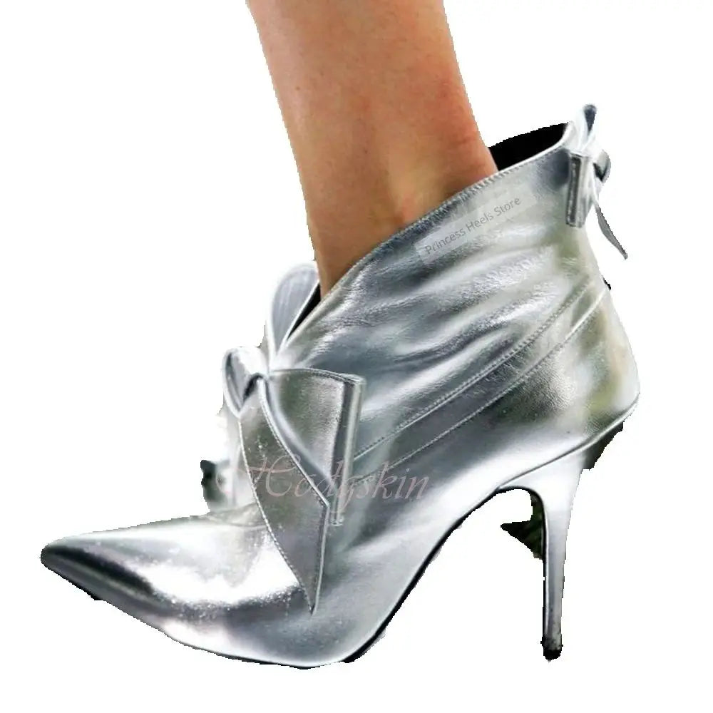 Elegant Bow Knot Solid Pointy Slip on Pumps for Women