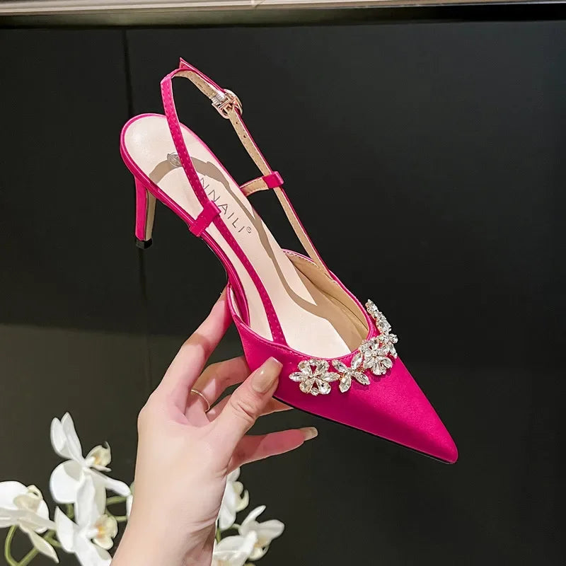 Crystal Buckle Pointed Pumps