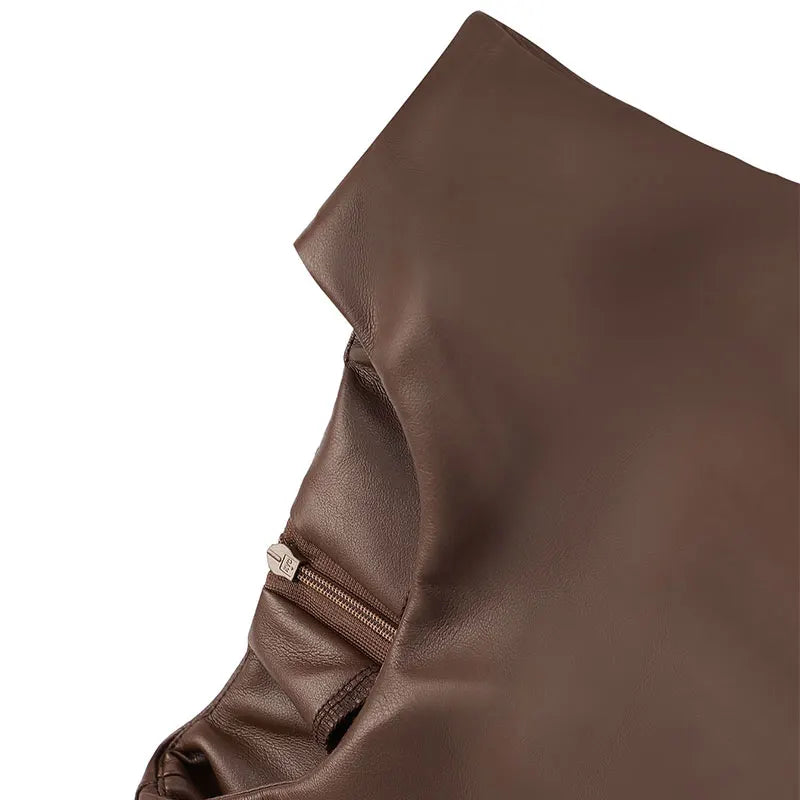 Summer Women's Maxi Dresses Streetwear Fashion New Zipper O-Neck PU Dress Solid Sexy Bodycon Female Club Party Dresses Clothing