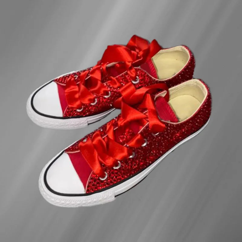 Crystal Embellished Low Top Canvas Shoes for Women