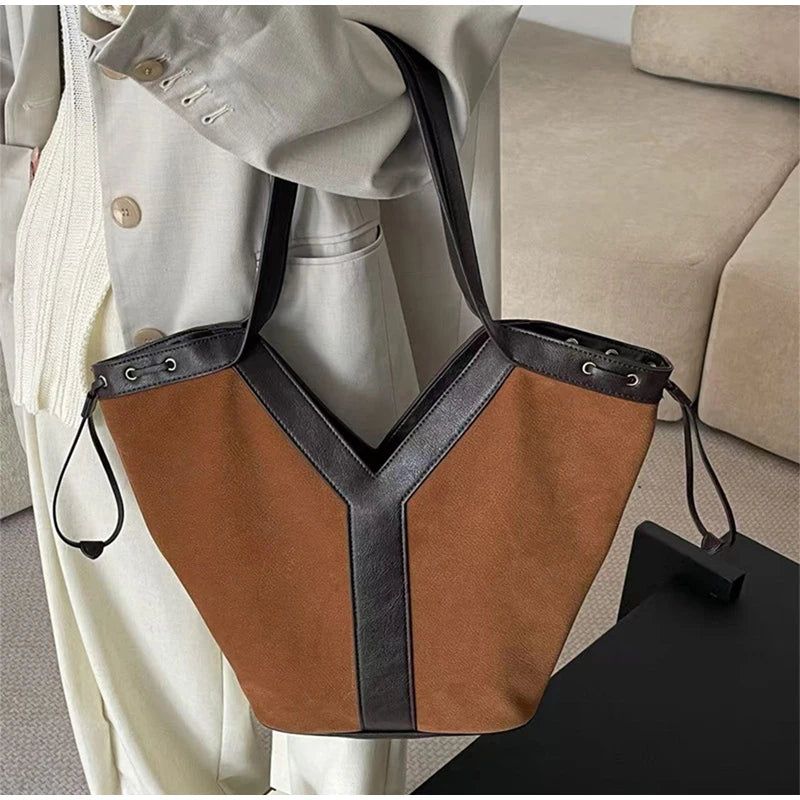 Y-shaped Women Handbag Versatile Simple Large-capacity Texture Tote Bag New Large-capacity Shoulder Bag Storage Bag Underarm Bag